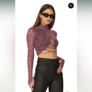 AFRM Lela top in red ditzy SIZE MEDIUM